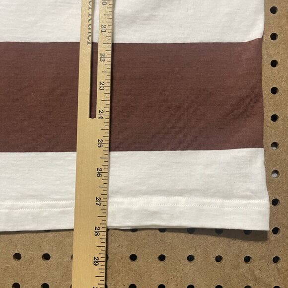 A.P.C. Rue Madame Paris Men Unisex T-Shirt Portugal Stripe Brown & White Medium - Picture 7 of 7